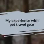 My experience with pet travel gear