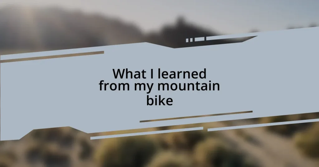 What I learned from my mountain bike