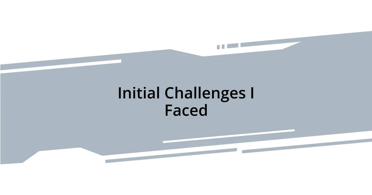 Initial Challenges I Faced
