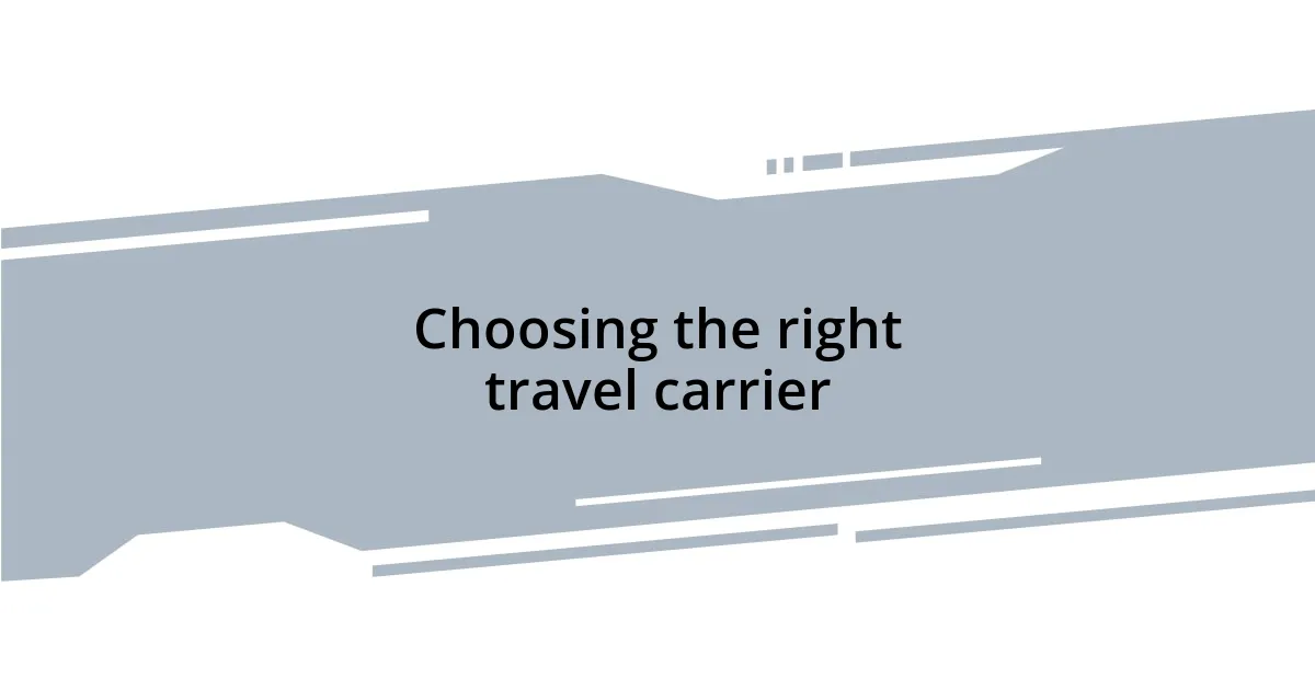 Choosing the right travel carrier